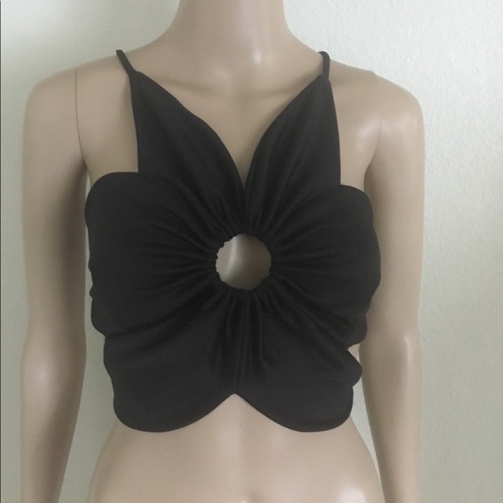 Cult Gaia Inspired Flower Shape Black Crop Top M-L
